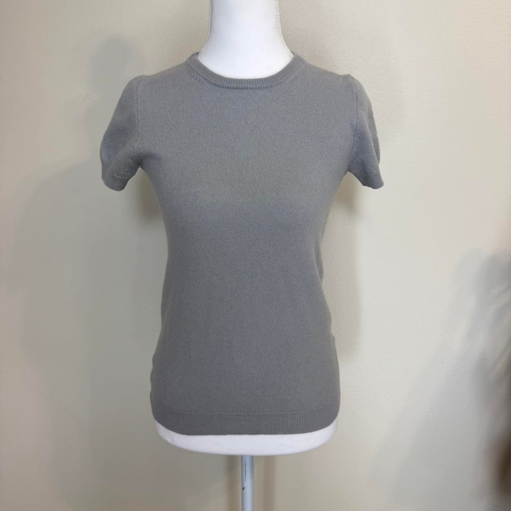 J.Crew 100% Cashmere Short Sleeve Sweater Womens S Gray Italian Yarn Soft Knit